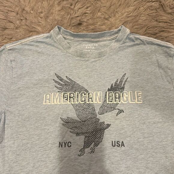 American eagle outfitters men’s light blue cotton graphic tshirt size xs - Picture 2 of 5